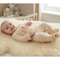 BW-13-445: Baby Unisex I Love Mummy & Daddy Velour All In One (NB-6 Months)
